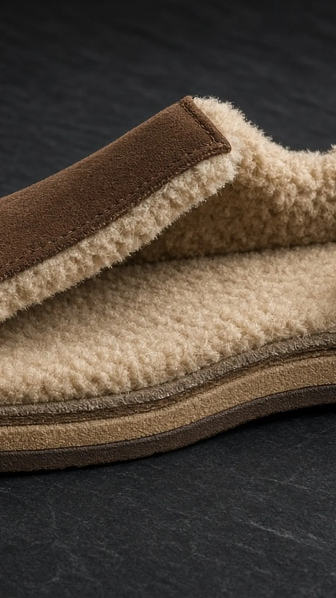 Fleece-lined slipper interior, cut-away look