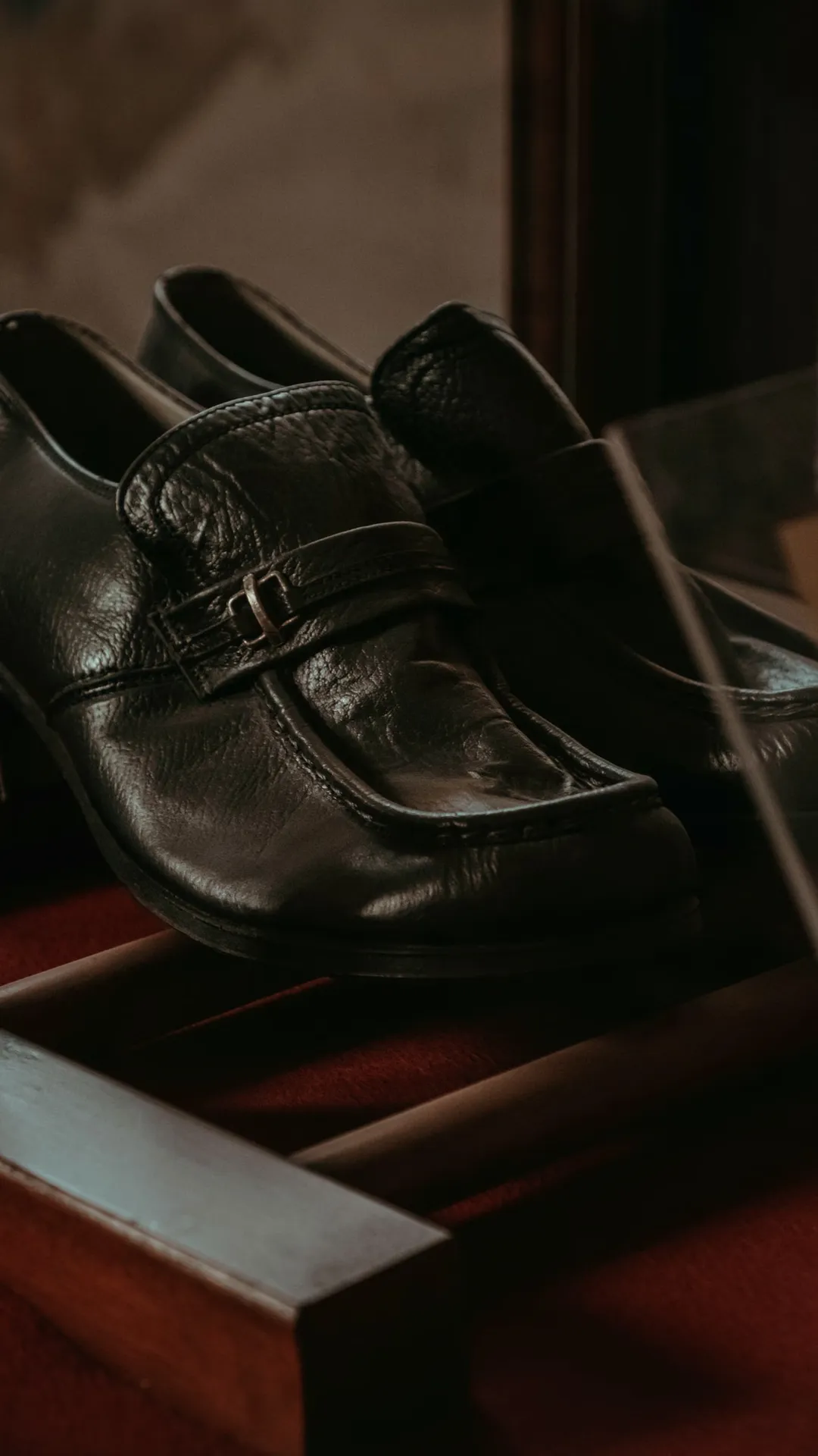 Leather slipper close-up