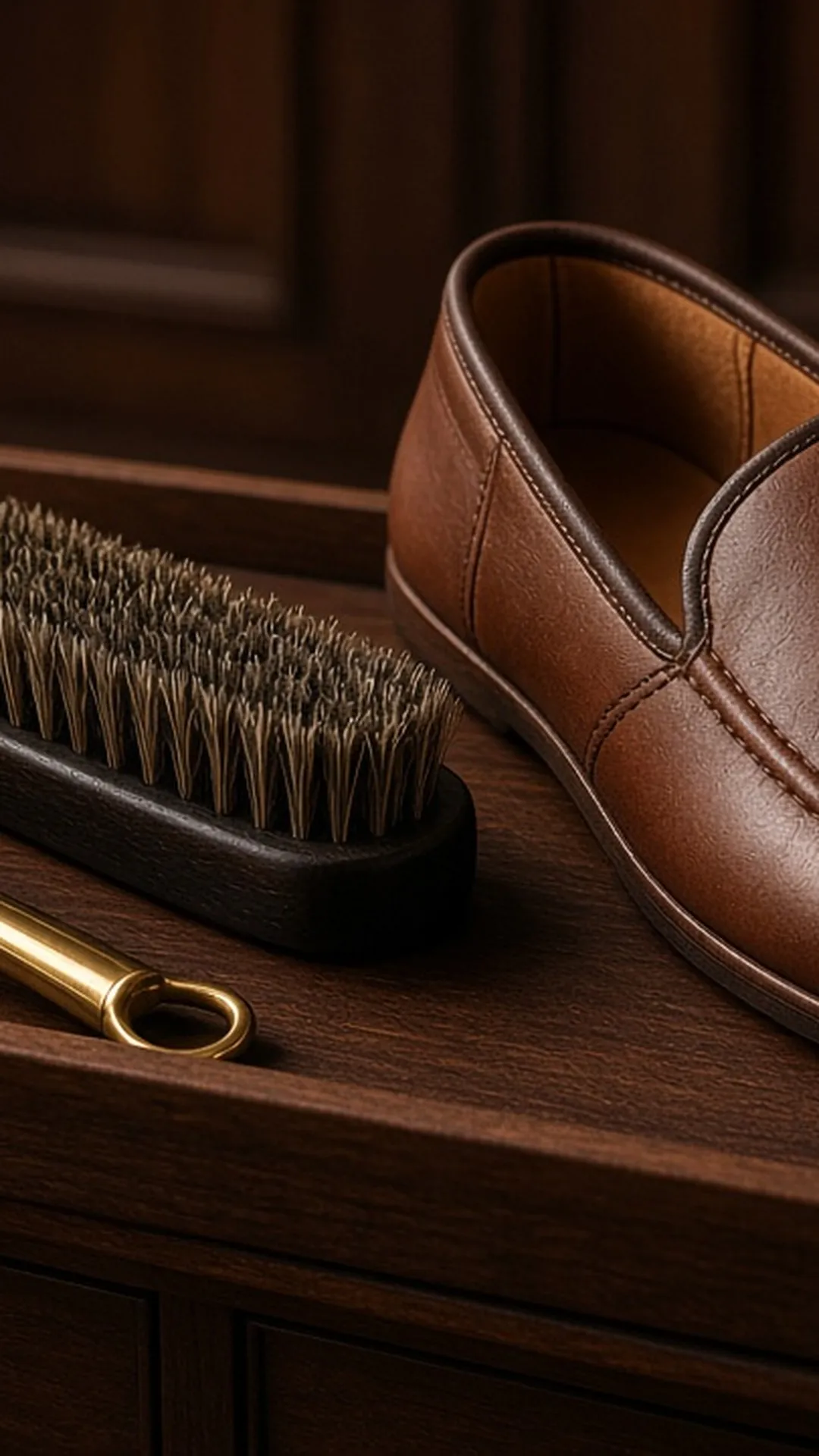 Shoe horn and brush