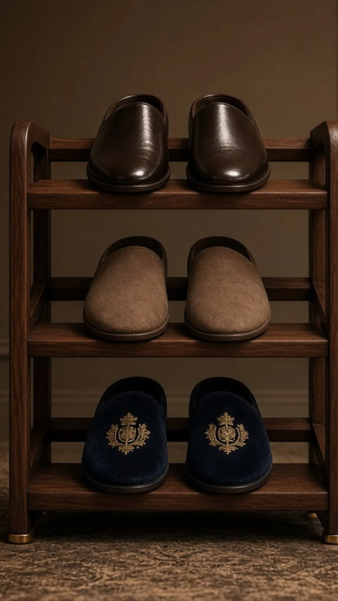 Slipper rack in hallway