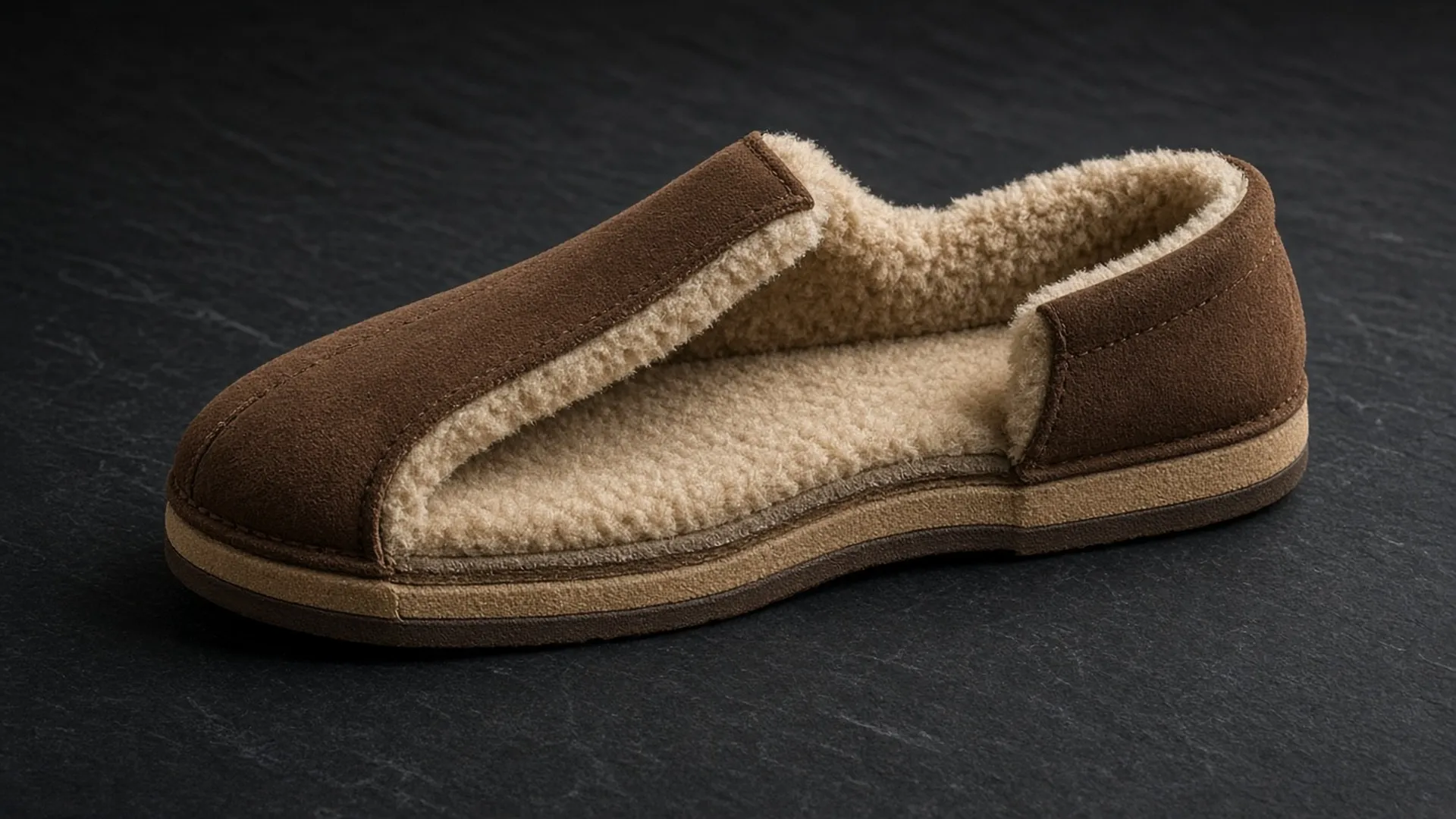 Fleece-lined slipper interior, cut-away look