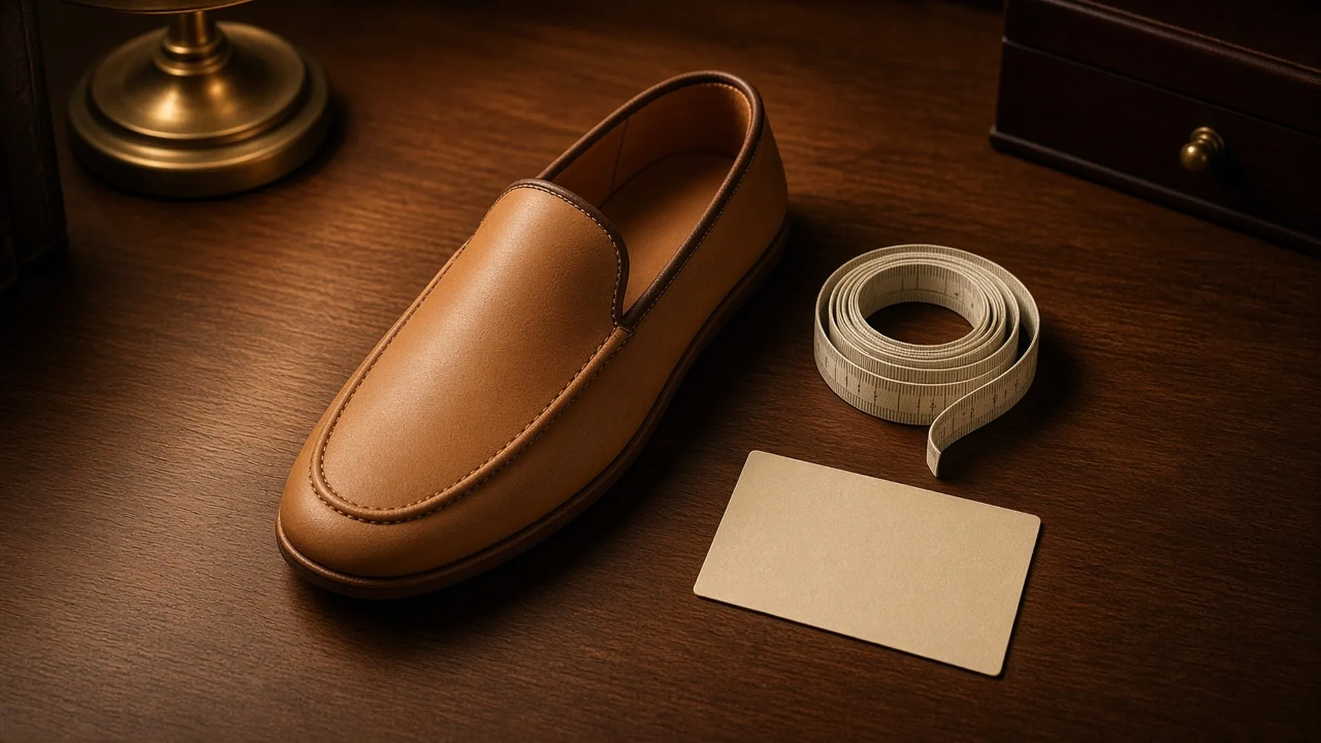 Tape measure beside a slipper footbed