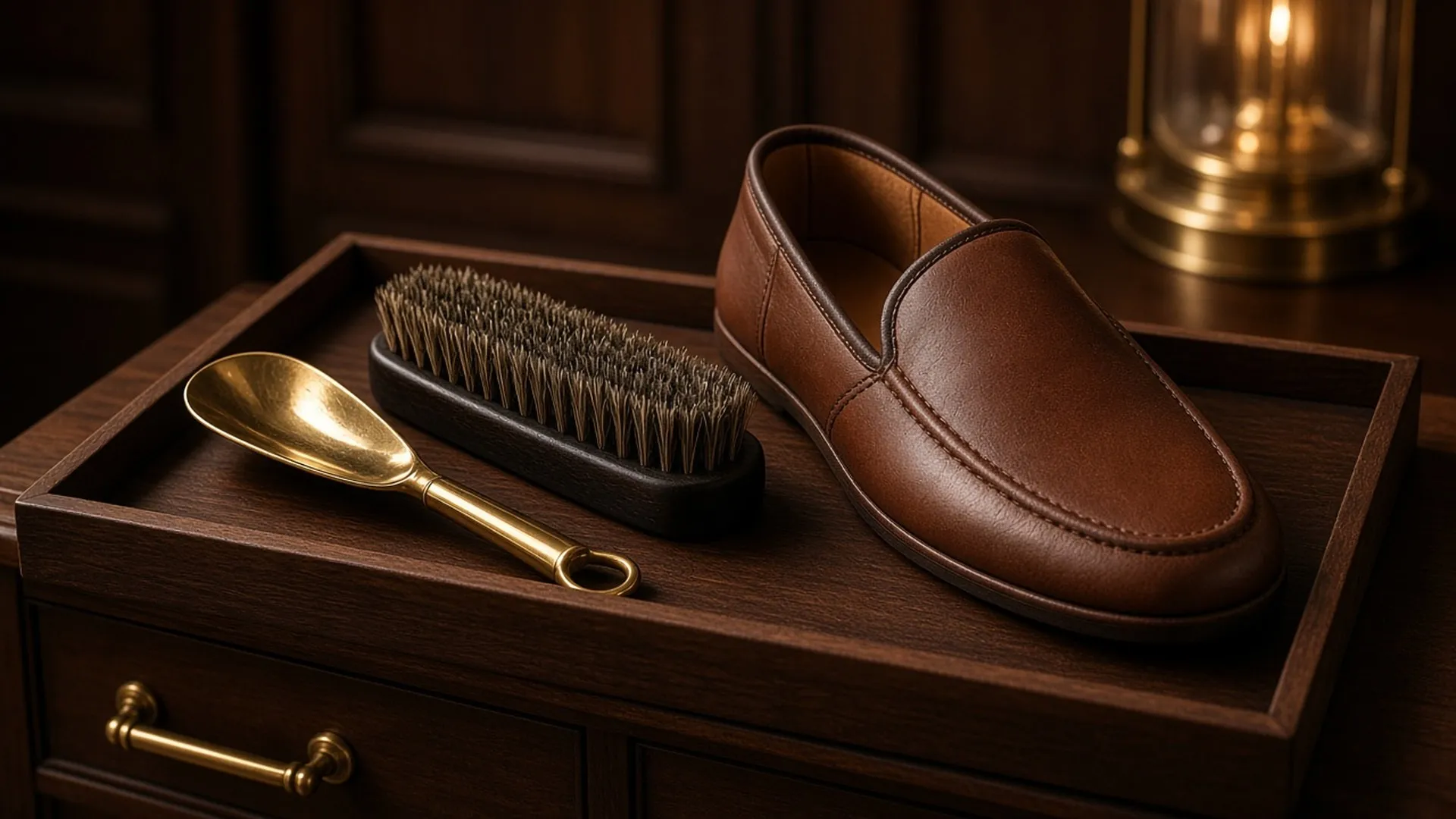 Shoe horn and brush
